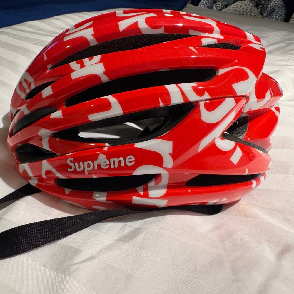 Supreme Red and White Cycling Helmet worn once